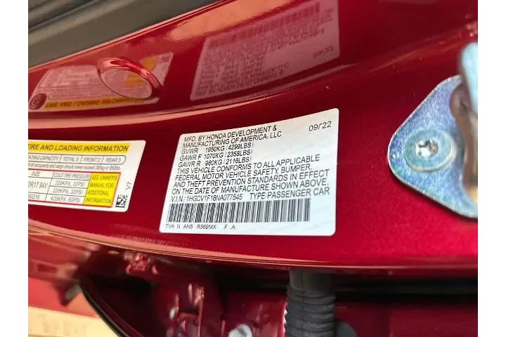 $23550 : Honda Accord 2022 LX 4dr Sed image 10