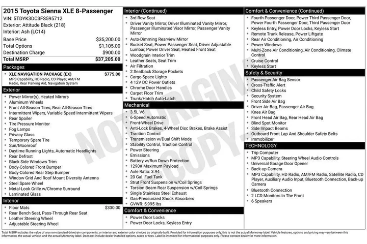 $17757 : Toyota Sienna 2015 XLE 7-Pas image 4